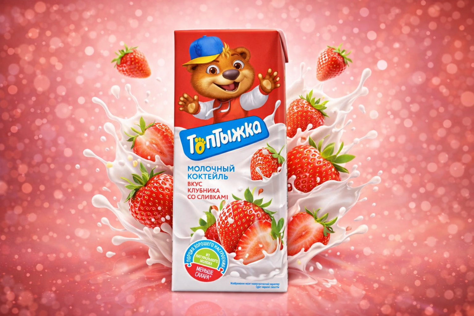 Коктейль  со вкусом клубники со сливками   "Топтыжка"