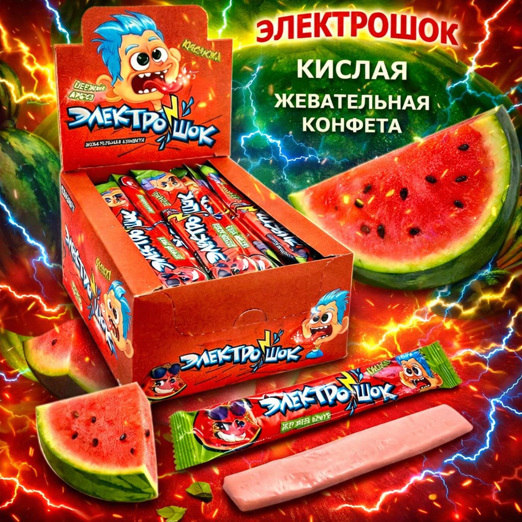 Жевательная конфета Электрошок Арбуз