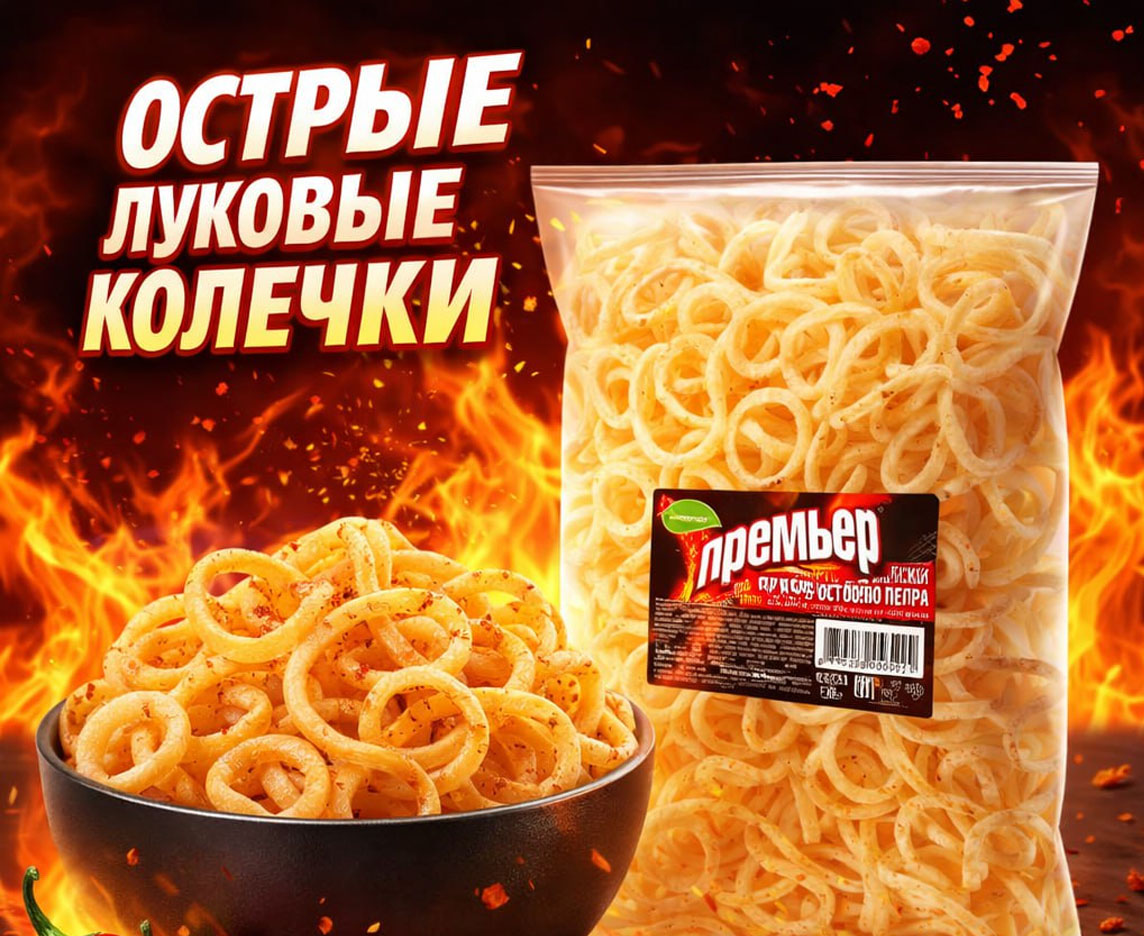 Луковые колечки 50 гр со вкусом острого перца  "Премьер"