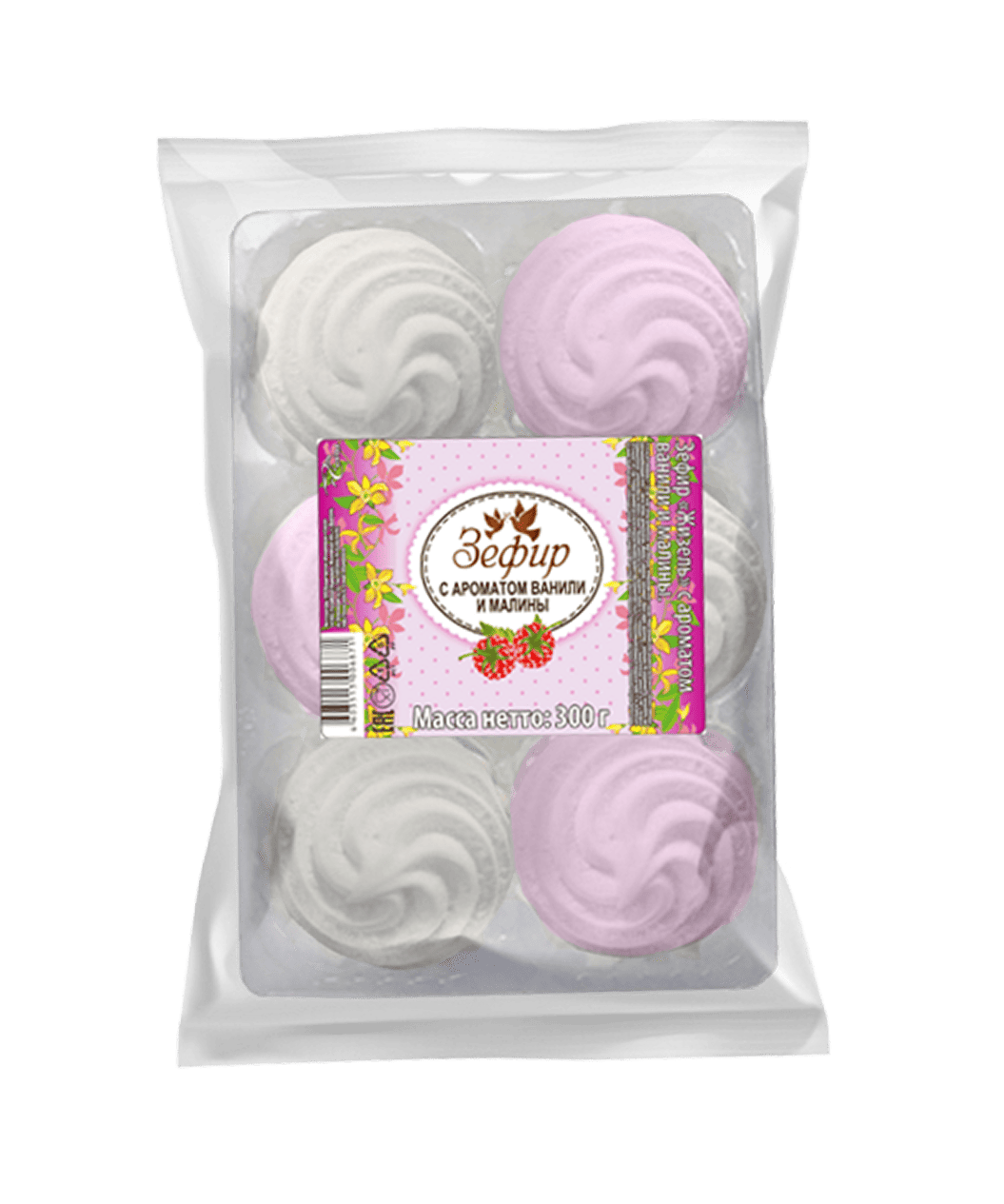 Зефир Жизель фасованный с ароматом ваниль и малины