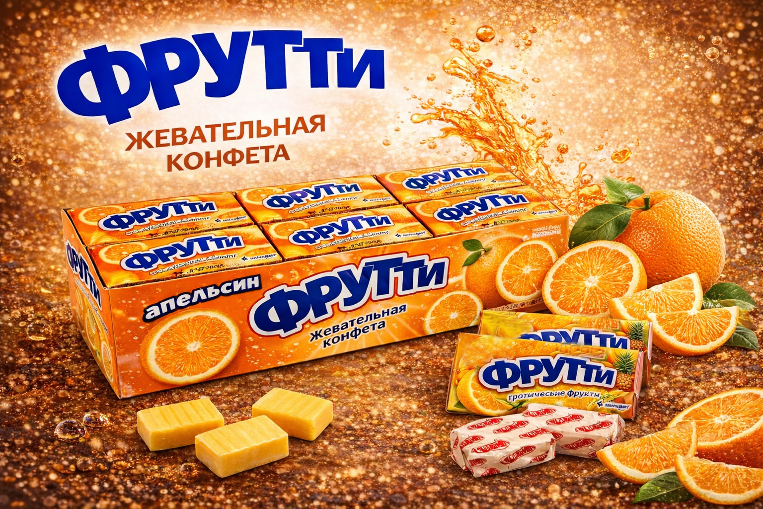 Жевательная конфета Фрутти апельсин