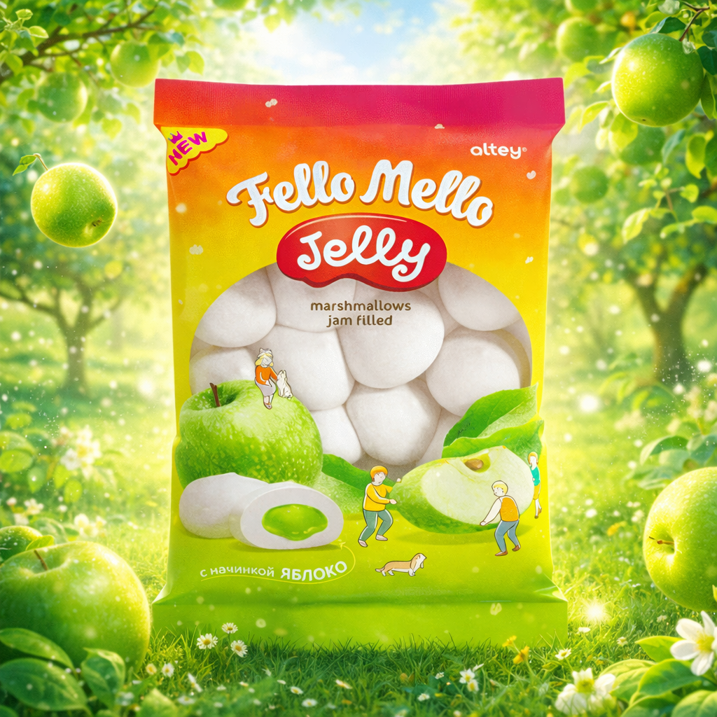 Маршмеллоу c начинкой. "FELLO MELLO"  ЯБЛОКО