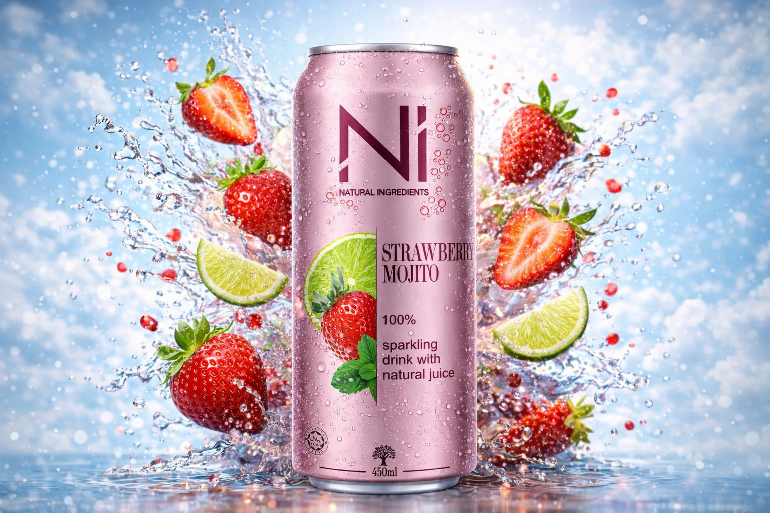  Напиток NI КЛУБНИЧНОЕ МОХИТО со вкусом лимона, клубники и мяты