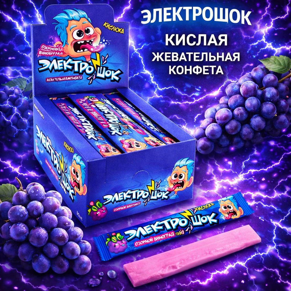 Жевательная конфета Электрошок Виноград