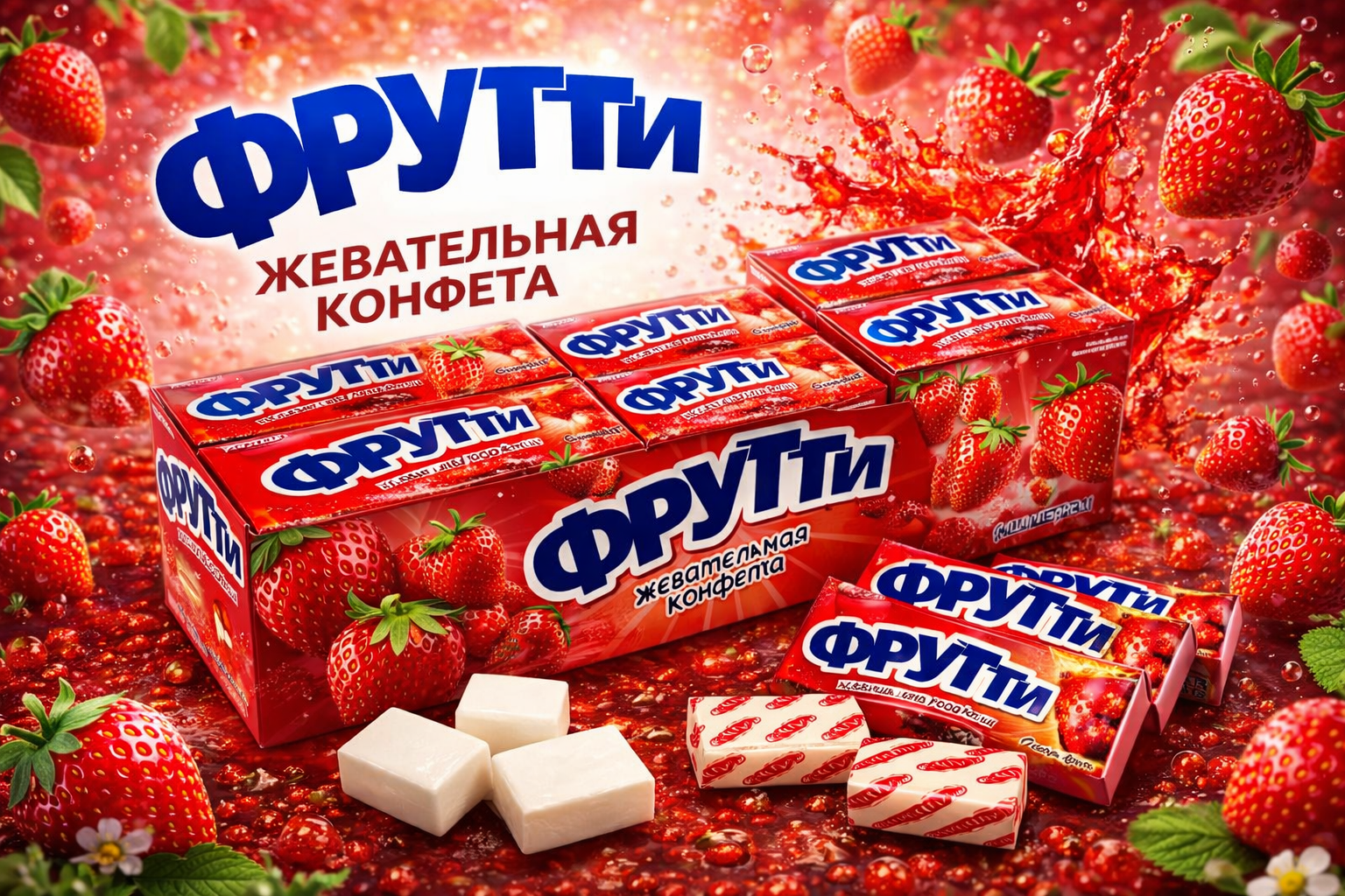 Жевательная конфета Фрутти клубника